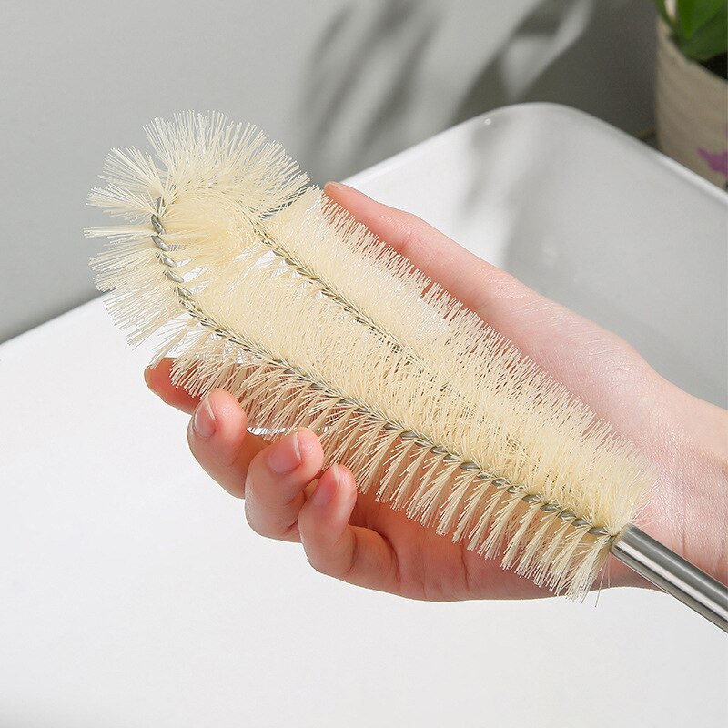 Versatile L-Shaped Kitchen Cleaning Brush with Hangable Wooden Handle